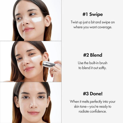 Color-Changing Foundation Stick with Collagen Capsules - Dual-Ended with Detachable Brush