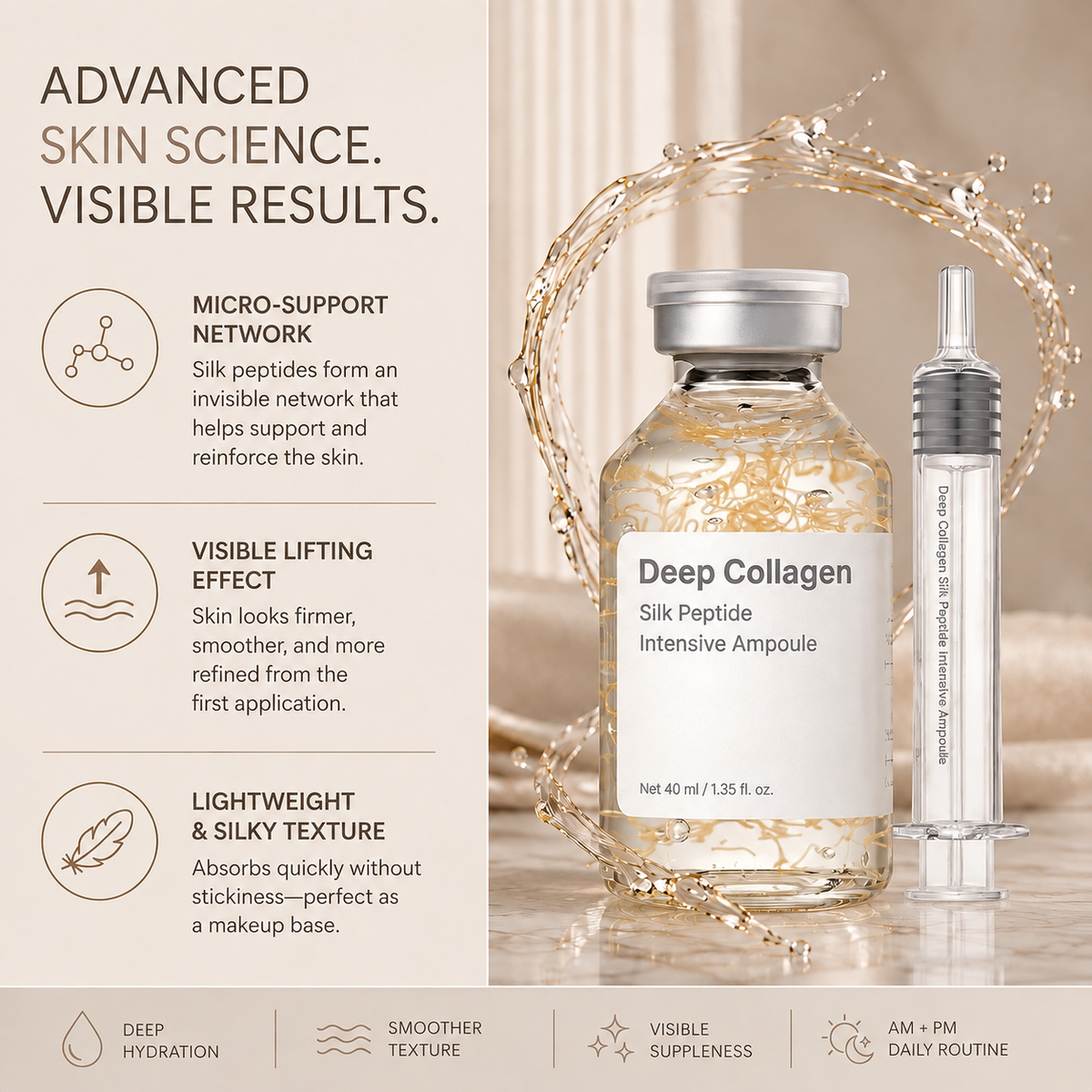 Skavix Silk Peptide Firming Serum with Marine Collagen